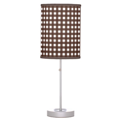 Rich Brown Gingham Check Table Lamp