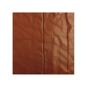 Rich Brown Leather Texture Pattern Wood Wall Art