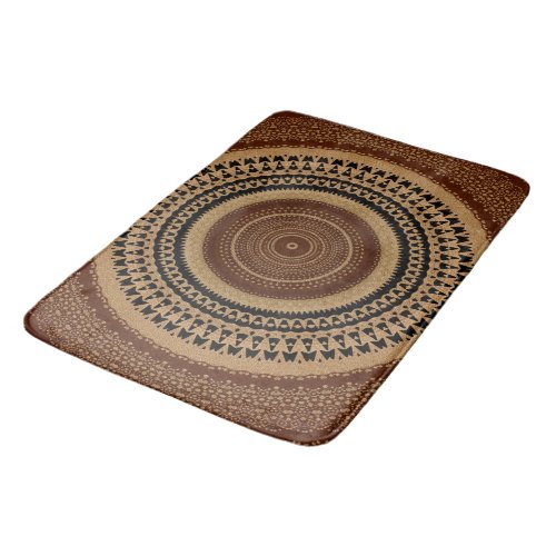 Rich Brown Mandala Bath Mat