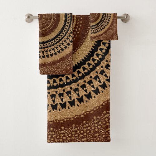 Rich Brown Mandala Bath Towel Set