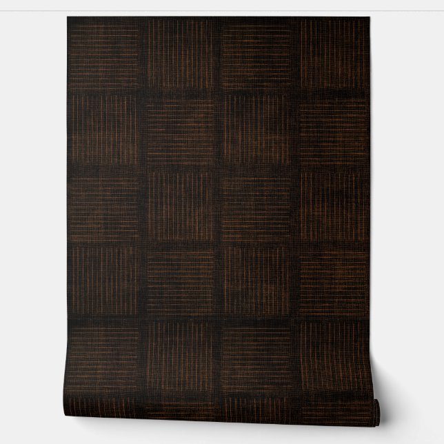 Rich Brown Moody Wallpaper Faux Texture Squares (Unrolling)
