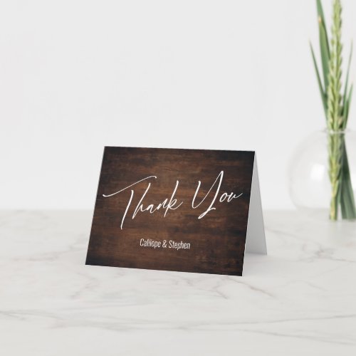 Rich Brown Wood Modern Casual Simple Typography Thank You Card