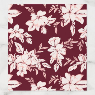 Rich Burgundy Alabaster Blush Floral Pattern Envelope Liner