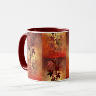 Rich Burgundy/Autumn Colors & Leaves Coffee Mug