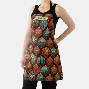Rich Burgundy Classic Ornament Pattern Personalize Apron