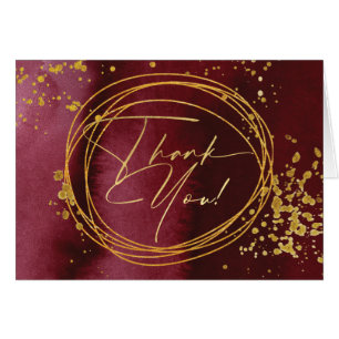 Rich Burgundy Gold Splatter Christmas Holiday Cards
