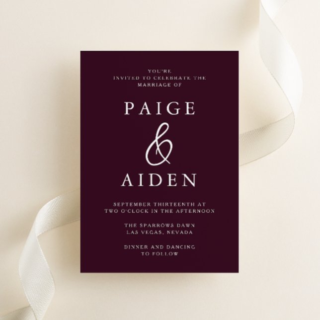 Rich Burgundy Maroon Modern Wedding Invitation (Creator Uploaded)