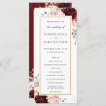 Rich Burgundy Red Blush Pink Roses Floral Wedding  Program<br><div class="desc">Personalize this elegant timeless wedding program with your own wording easily and quickly,  simply press the customise it button to further re-arrange and format the style and placement of the text.  Double sided. The Happy Cat Studio</div>