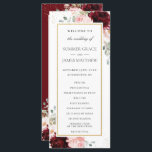 Rich Burgundy Red Blush Pink Roses Floral Wedding  Program<br><div class="desc">Personalize this elegant timeless wedding program with your own wording easily and quickly,  simply press the customise it button to further re-arrange and format the style and placement of the text.  Double sided. The Happy Cat Studio</div>