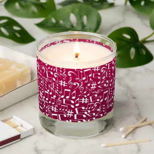 Rich Burgundy Red Purple w Dancing Music Notes Scented Candle