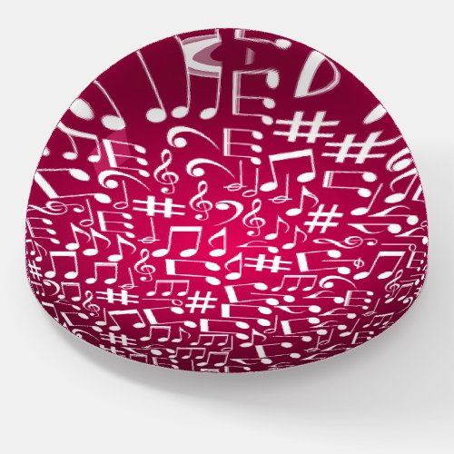 Rich Burgundy Shades Dancing Music Notes Paperweight