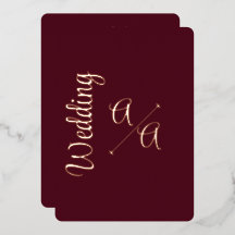 Rich Burgundy Solid Color Rose Gold Foil Wedding
