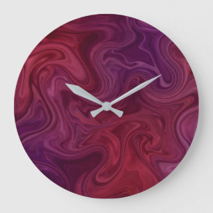 Rich Burgundy Wine Purple Organic Flow Large Clock