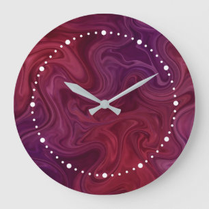 Rich Burgundy Wine Purple Organic Flow Large Clock