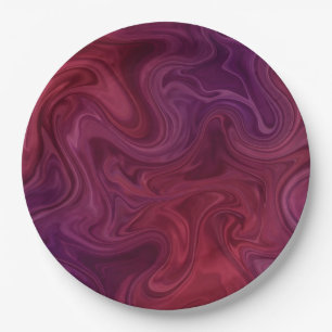 Rich Burgundy Wine Purple Organic Flow Paper Plates
