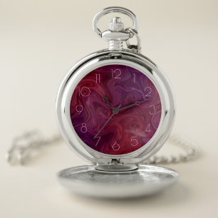 Rich Burgundy Wine Purple Organic Flow Pocket Watch