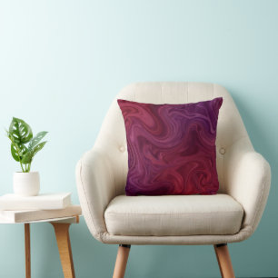 Rich Burgundy Wine Purple Organic Flow Throw Pillow
