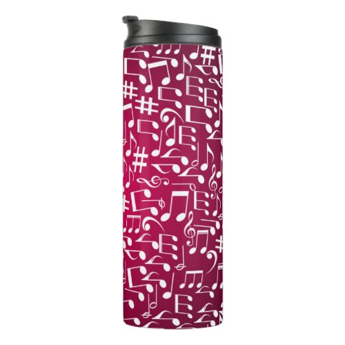 Rich Burgundy Wine w Dancing Music Notes Thermal Tumbler