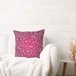 Rich Burgundy Wine w White Music Notes Throw Pillow