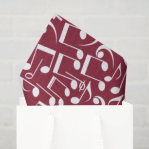 Rich Burgundy Wine w White Music Notes Tissue Paper
