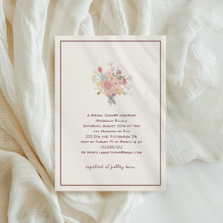 Rich Burguny Minimalist Elegant Bridal Shower Invitation