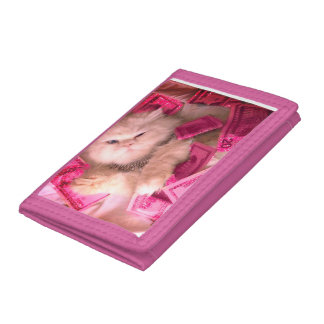 Rich cat girl tri-fold wallet