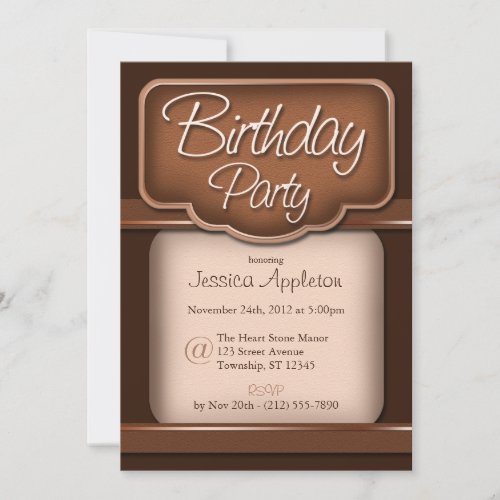 Rich Chocolate  Birthday Party Invitations