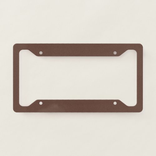 Rich Chocolate Brown Neutral Solid Color Print License Plate Frame