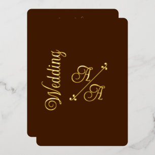 Rich Chocolate Brown Solid Color Gold Foil  Invitation