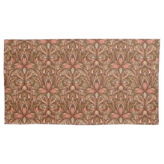 Rich Clay Art Nouveau Floral King  Pillow Case