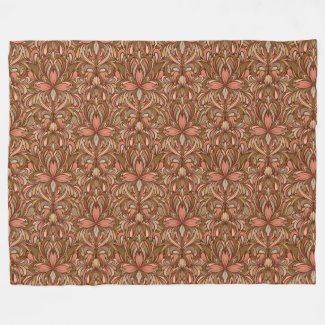 Rich Clay Art Nouveau Floral Large Fleece Blanket