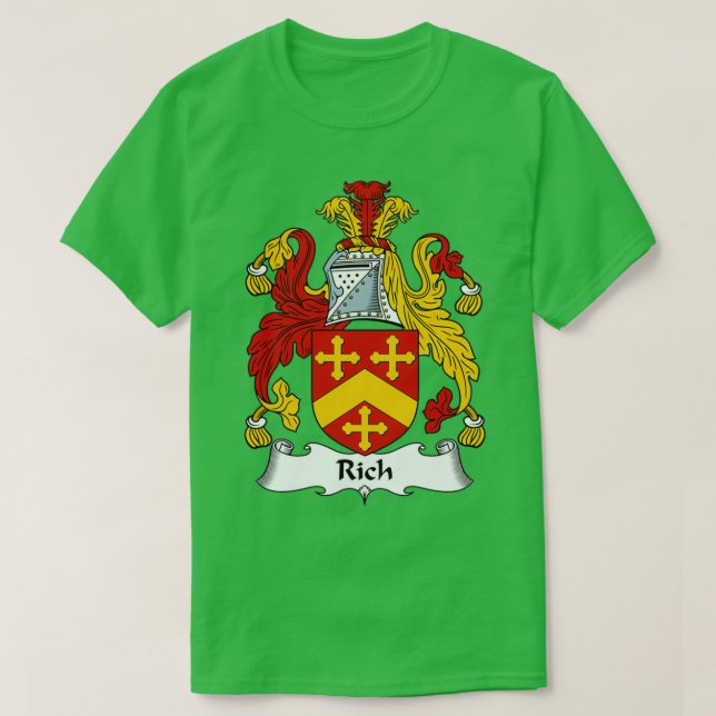 Rich Coat of Arms Family Crest  T-Shirt (Design Front)