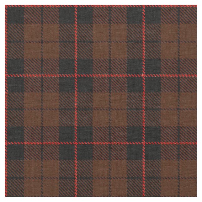 Rich coco brown plaid with red/black stripe fabric (Close Up)