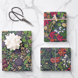 Rich Color Asian Floral Three Sheets