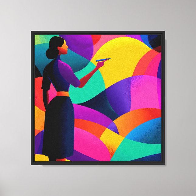 Rich Color Blocking Abstract Marker Canvas Print (Front)