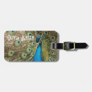 Rich Color Photo of Peacock Bird Luggage Tag
