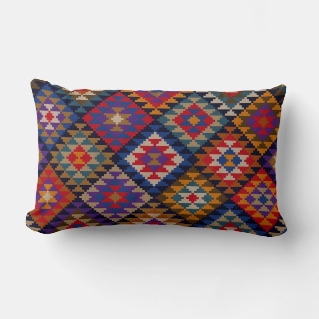 Rich Colored Indian Pattern Lumbar Pillow (Front)