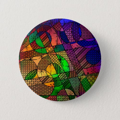 Rich Colorful Textured Geometric Abstract Pinback Button