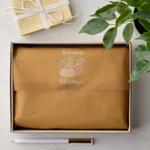Rich Cozy Fall Burnt Orange Autumn Blessings Tissue Paper