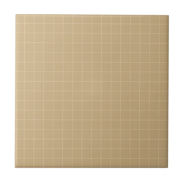 Rich Cream & White Checkered Retro Minimalist Warm Ceramic Tile (Front)