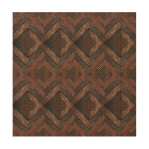 Rich Dark Brown Chevron Wood Pattern Wall Art