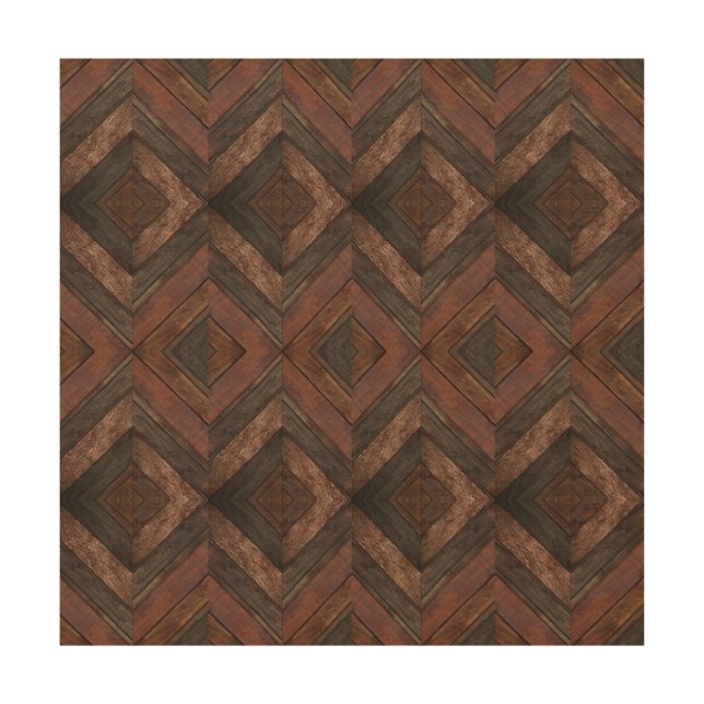 Rich Dark Brown Chevron Wood Pattern Wall Art (Front)