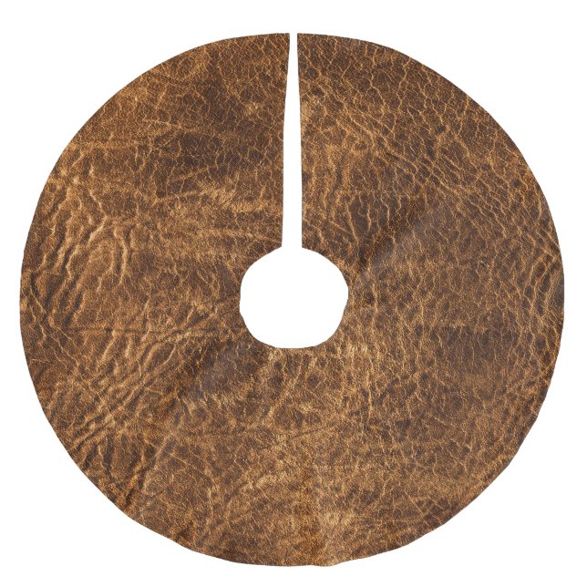 Rich Dark Brown Leather Brushed Polyester Tree Skirt (Front)