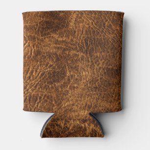 Rich Dark Brown Leather Can Cooler