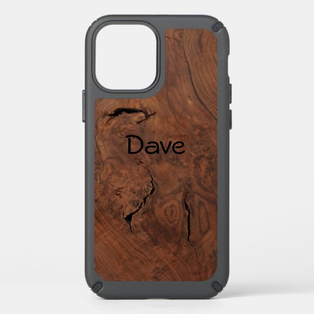 Rich Dark Brown Solid Walnut wood look Speck iPhone 12 Case (Front)