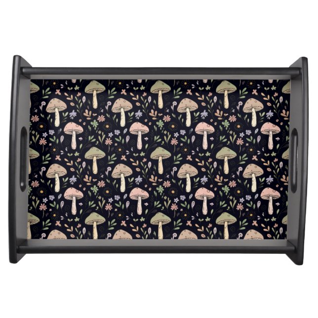 Rich Dark Fungi | Gothic Home Bar Decor  Serving Tray (Front)