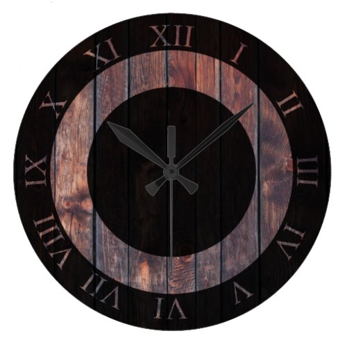 Rich Dark Wood | Farmhouse Rustic Style Large Clock