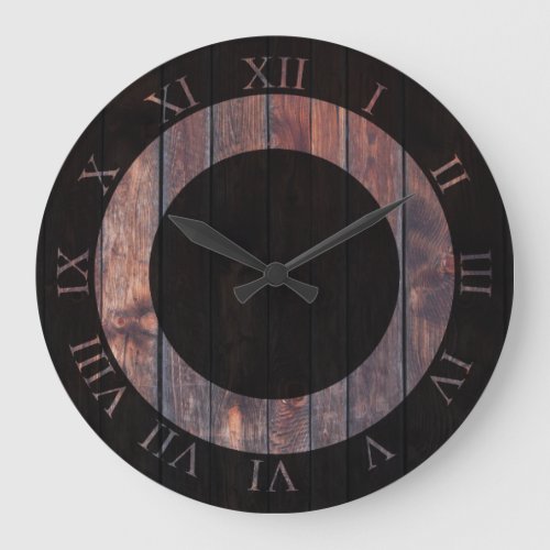 Rich Dark Wood  Farmhouse Rustic Style Large Clock