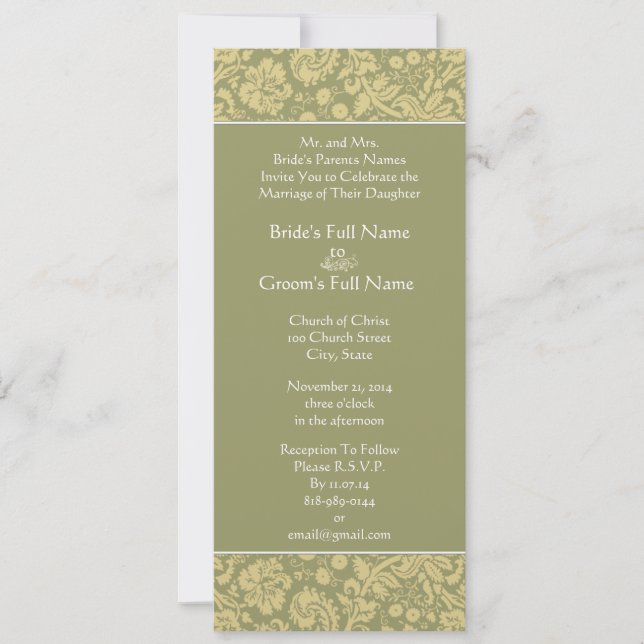 Rich Deep Grey Damask Swirls Wedding Invitation (Front)