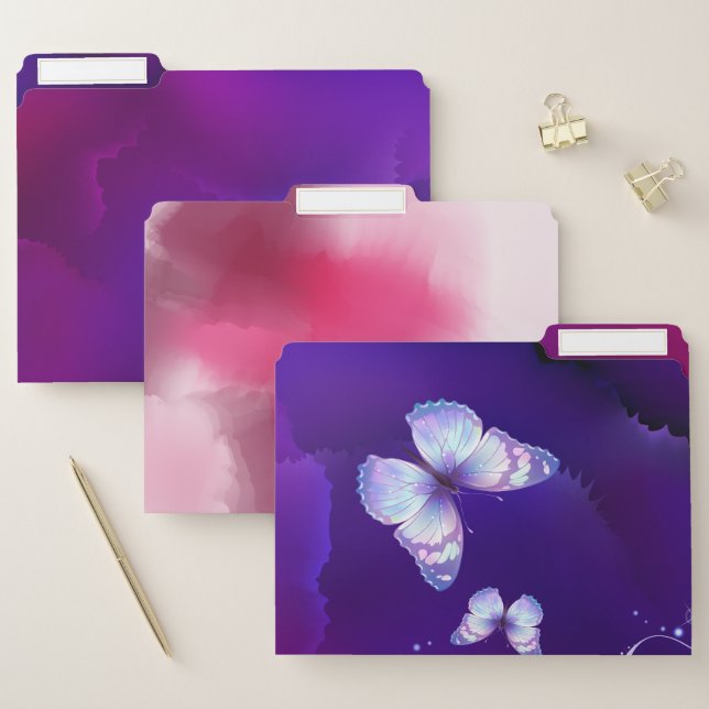Rich Deep Watercolors Purple and Pink File Folder (Set)